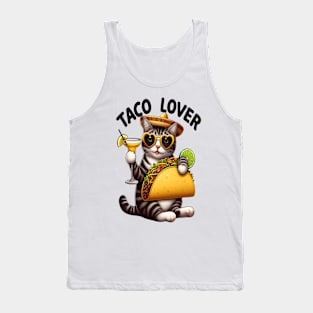 Cool Cat Enjoying Taco Tuesday Tank Top